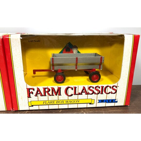 Ertl Farm Classics Massey-Harris 55 Tractor & Flare Box Wagon Diecast 1/43 Lot - Picture 3 of 8